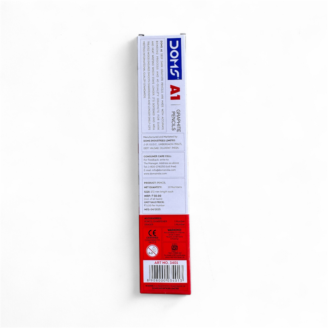 A1 HB Graphite Pencils (Pack of 10 + 1 Sharpner)