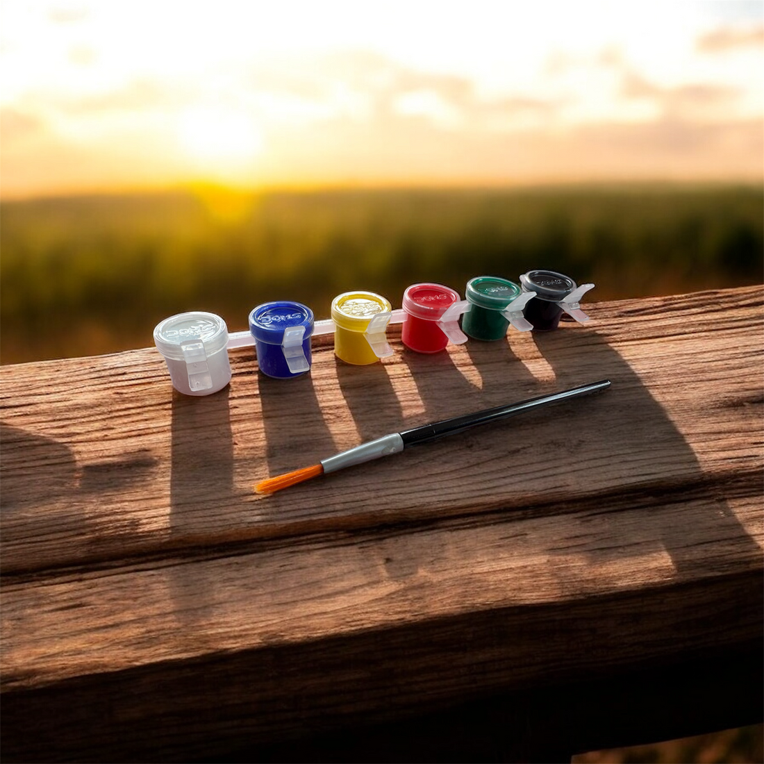 Tempera Colours (Pack of 6 Shades + Brush)