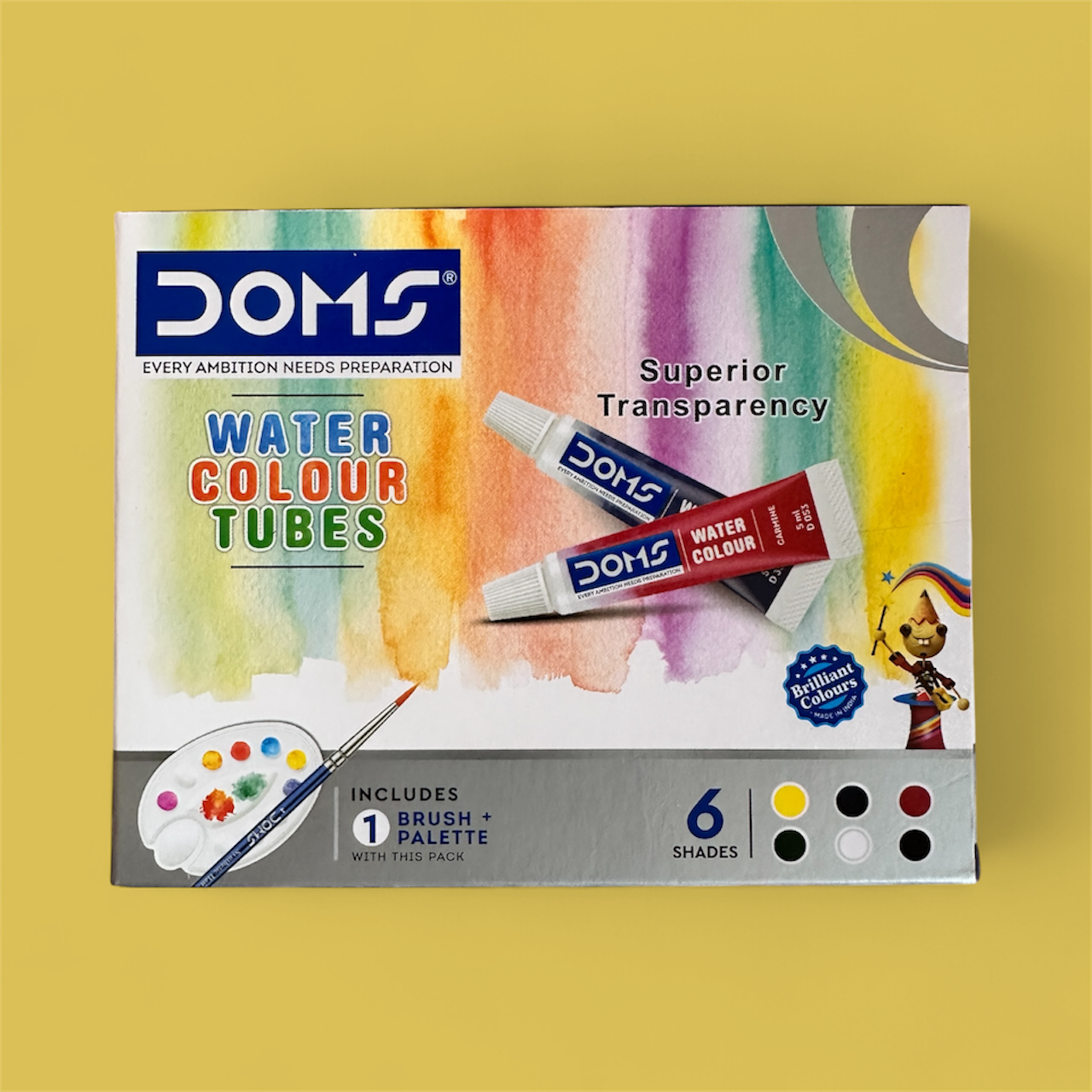 Water Colour Tubes (6 Shades + Brush & Palette)