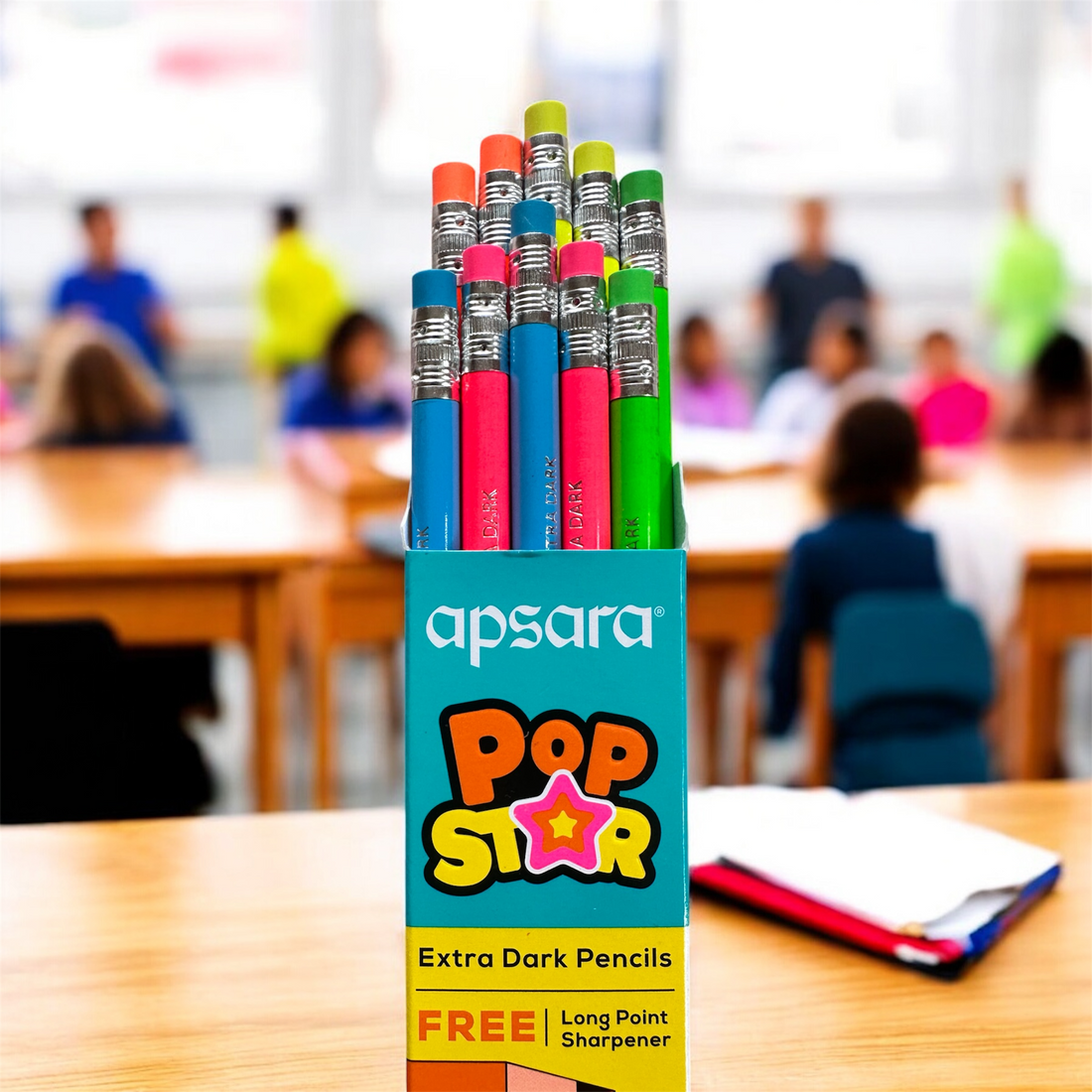 Pop Star Extra Dark Pencils (Pack of 10 + Free Sharpener)