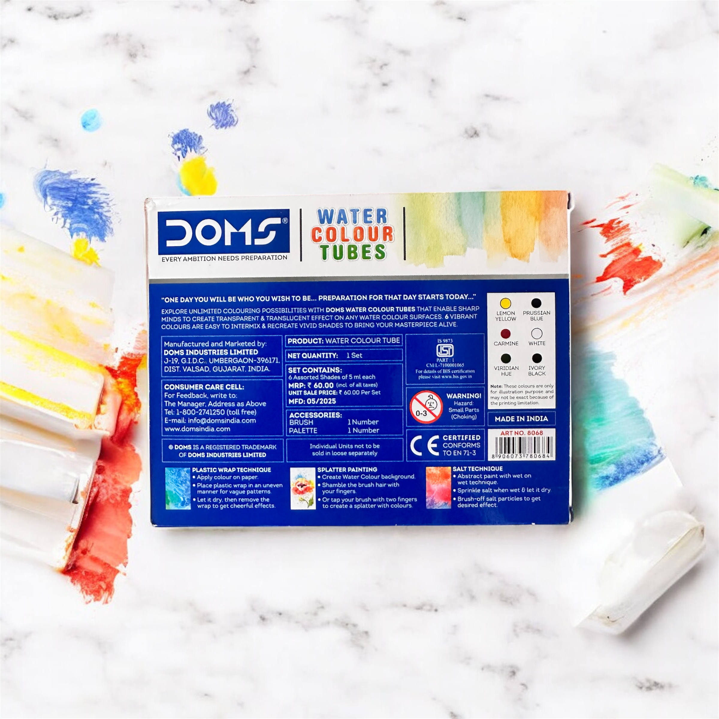Water Colour Tubes (6 Shades + Brush & Palette)