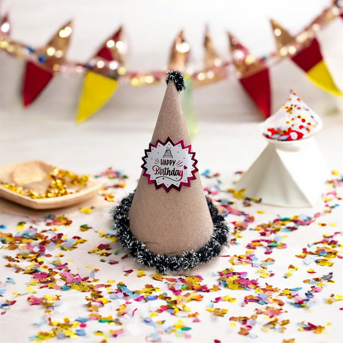 Birthday Party Hat, Glitter Cone Design