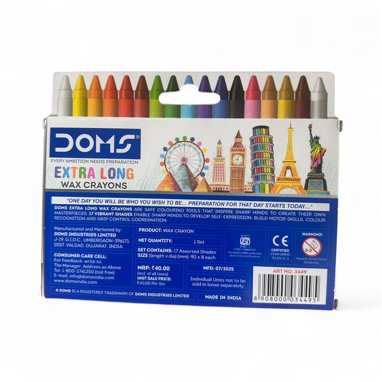 Extra Long Wax Crayons (Pack of 17 Shades)