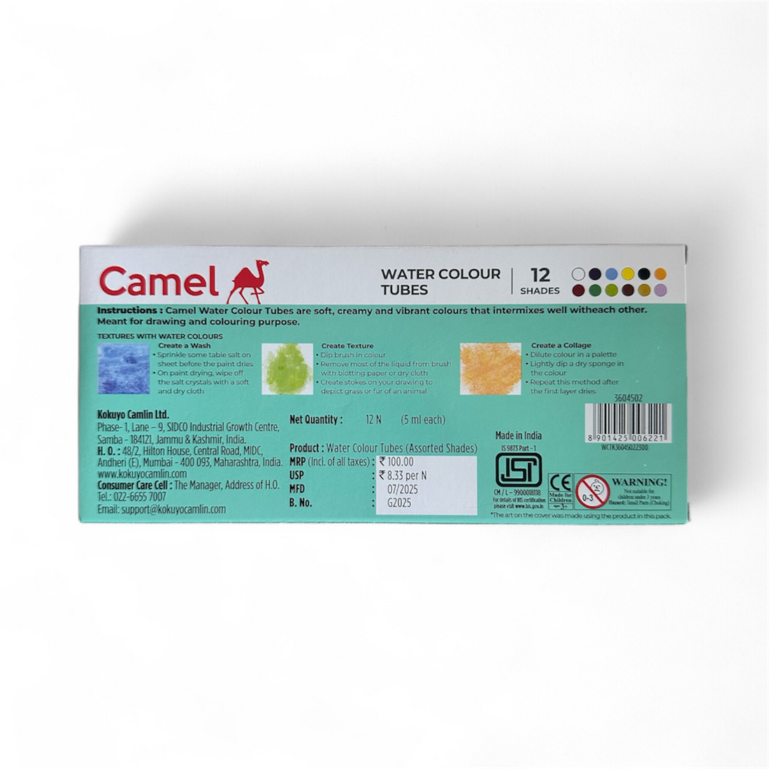 Water Colour Tubes 5ml (Pack of 12 Shades)