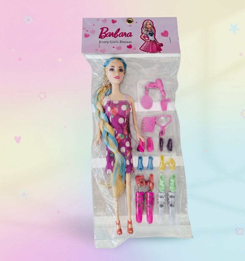 Barbara Fashion Doll with Hair Accessories Set