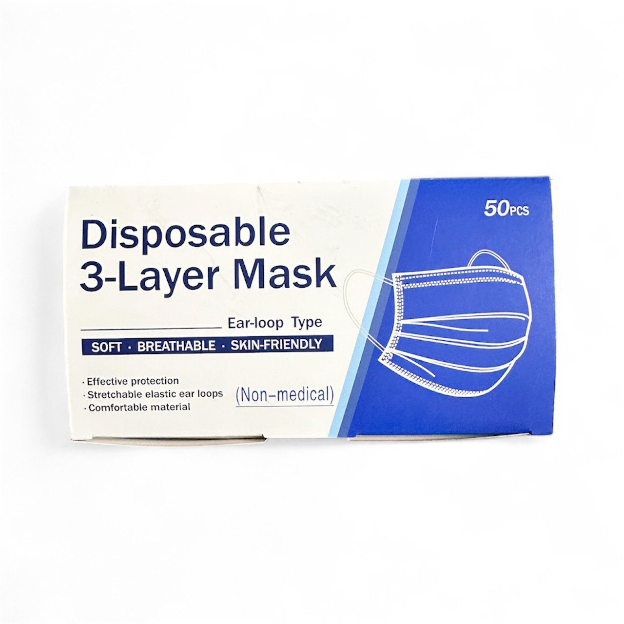 Disposable 3-Layer Face Mask (Blue, 50 Pcs)