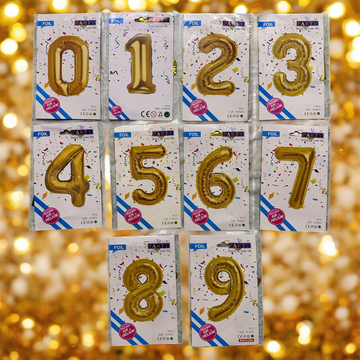 Golden Foil Number Balloons (0–9) – 16 Inch | shiny foil numbers to highlight your celebration