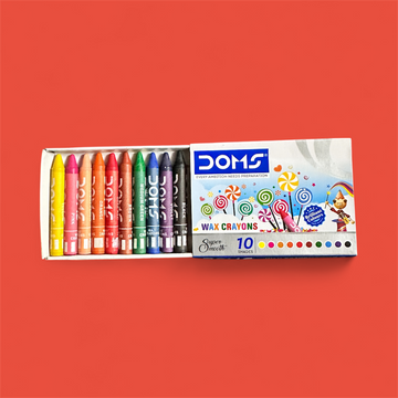 DOMS Wax Crayons – 10 Vibrant Shades | Smooth Coloring for Kids