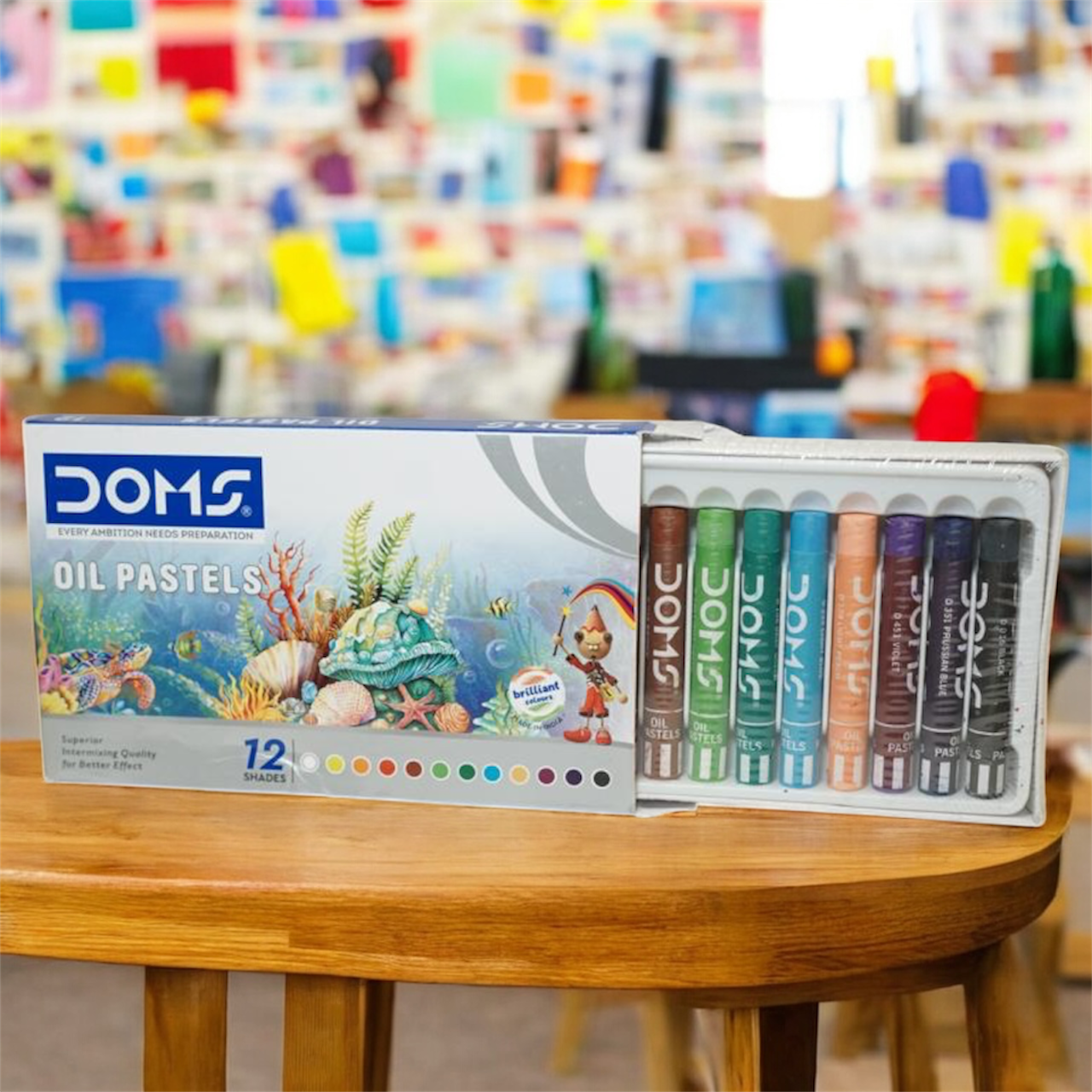 DOMS Oil Pastels – 12 Vibrant Shades | Smooth Blending & Rich Colors