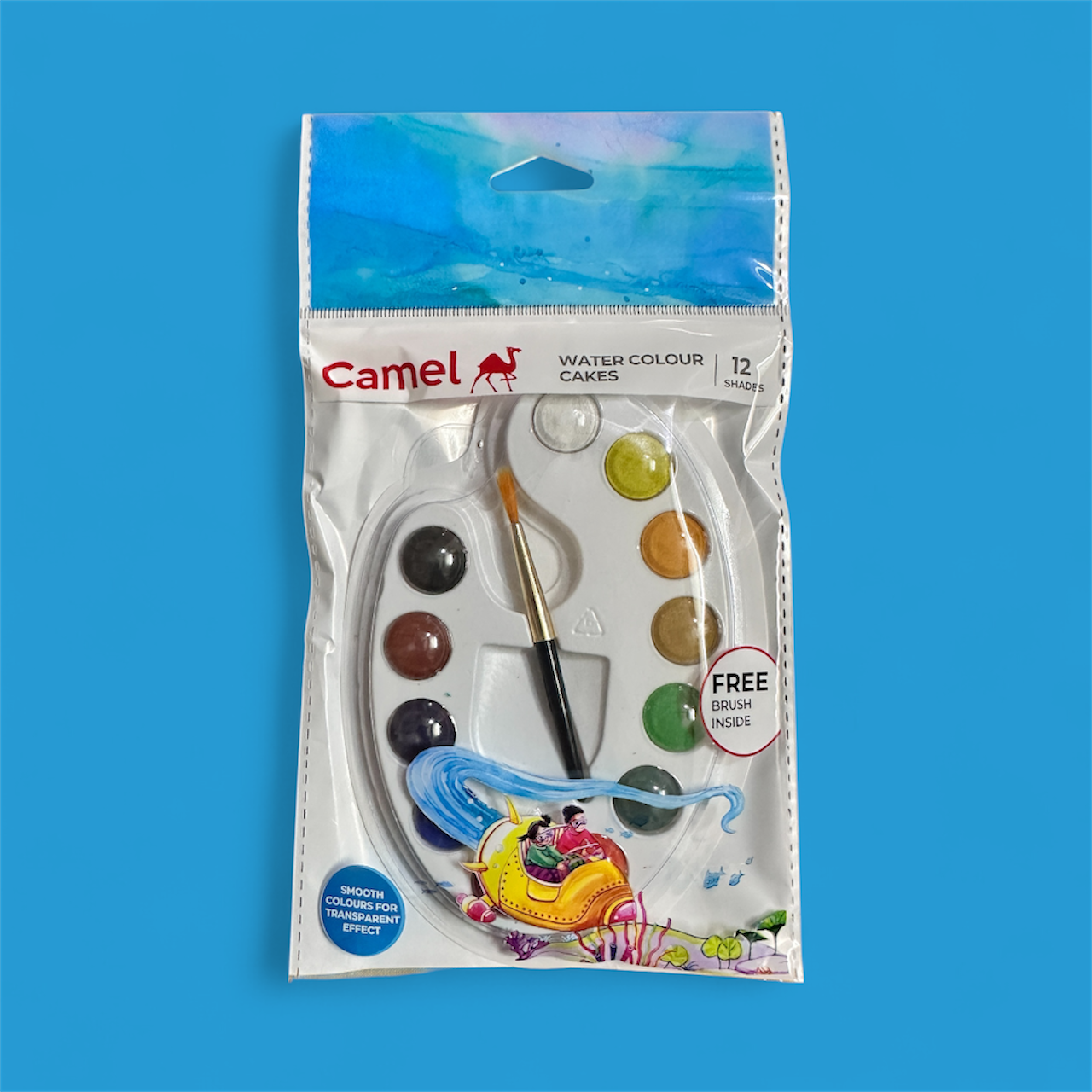 Camel Water Colour Cakes – 12 Brilliant Shades with Brush | Smooth & Vibrant