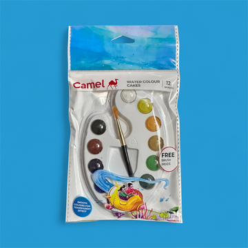Camel Water Colour Cakes – 12 Brilliant Shades with Brush | Smooth & Vibrant