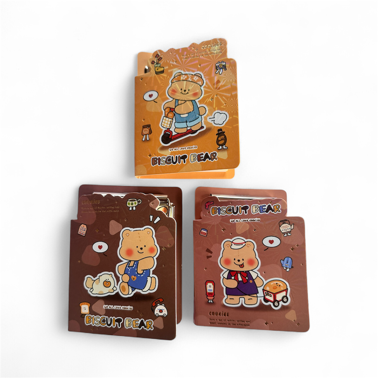 Cute Character Mini Notepad Set – Pocket-Size | Assorted Designs (Astronaut / Cheese Bear / Biscuit Bear) | Ideal for Quick Notes & Kids’ Use