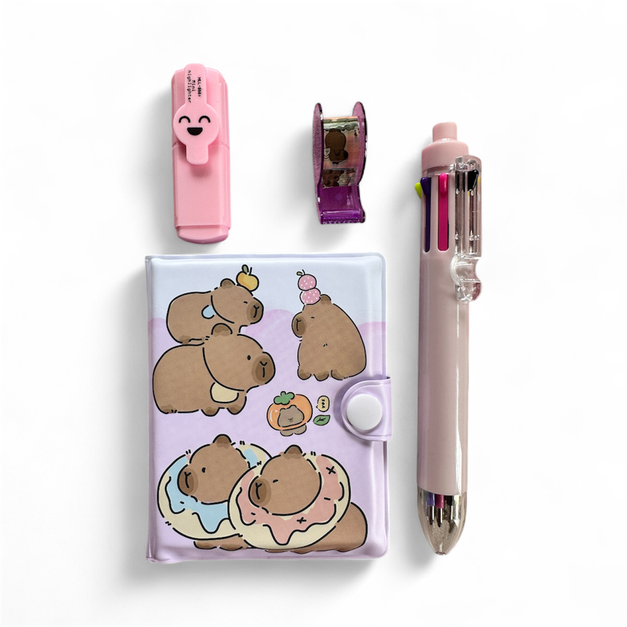 Kids 4-in-1 Mini Stationery Gift Set – Notepad, 6-Colour Pen, Sharpener & Tape | Cute Bear / Avengers Designs