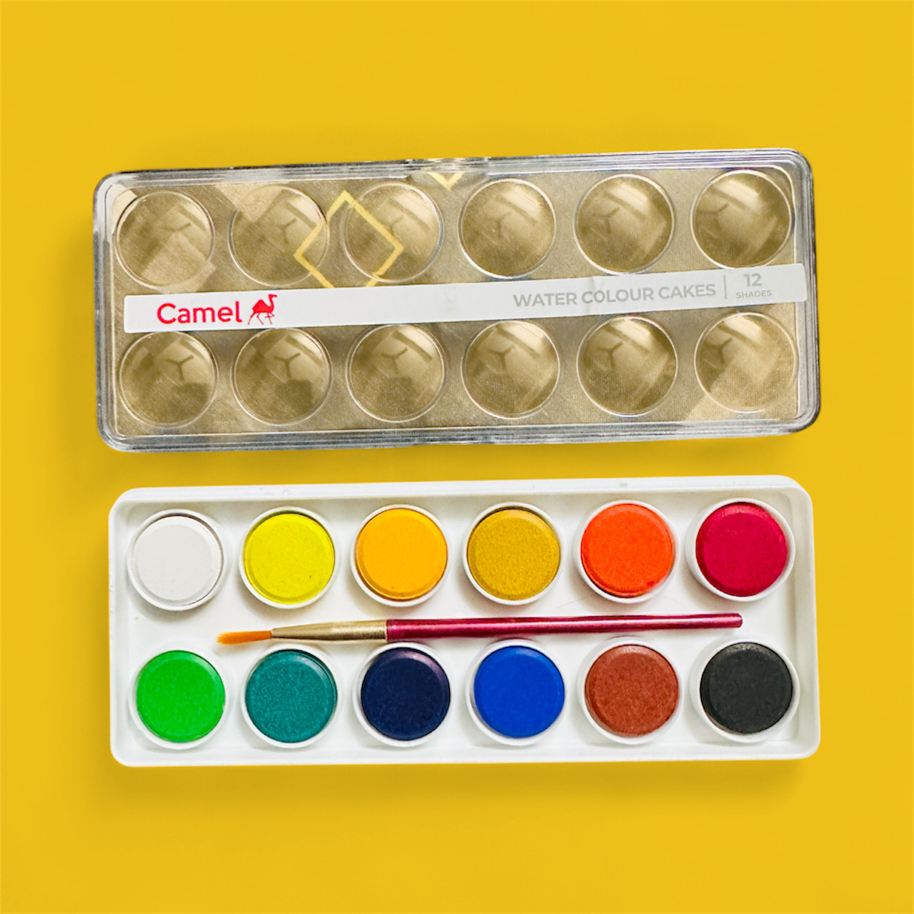 Camel Water Colour Cakes – 12 Shades | With Brush