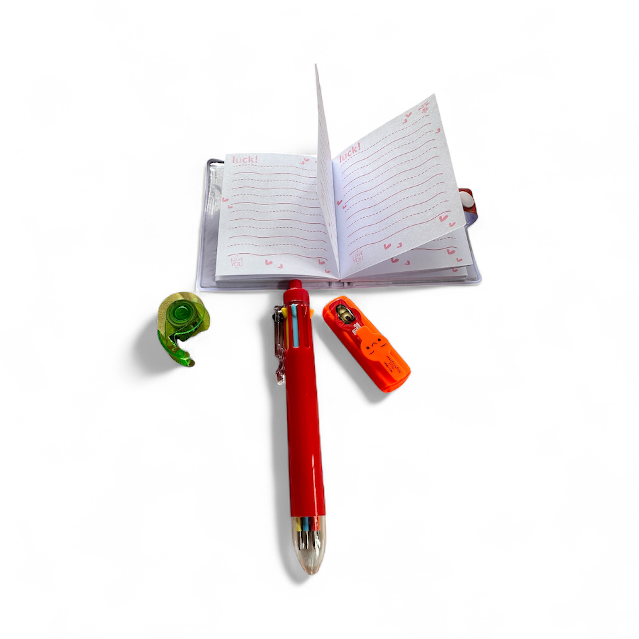 Kids 4-in-1 Mini Stationery Gift Set – Notepad, 6-Colour Pen, Sharpener & Tape | Cute Bear / Avengers Designs