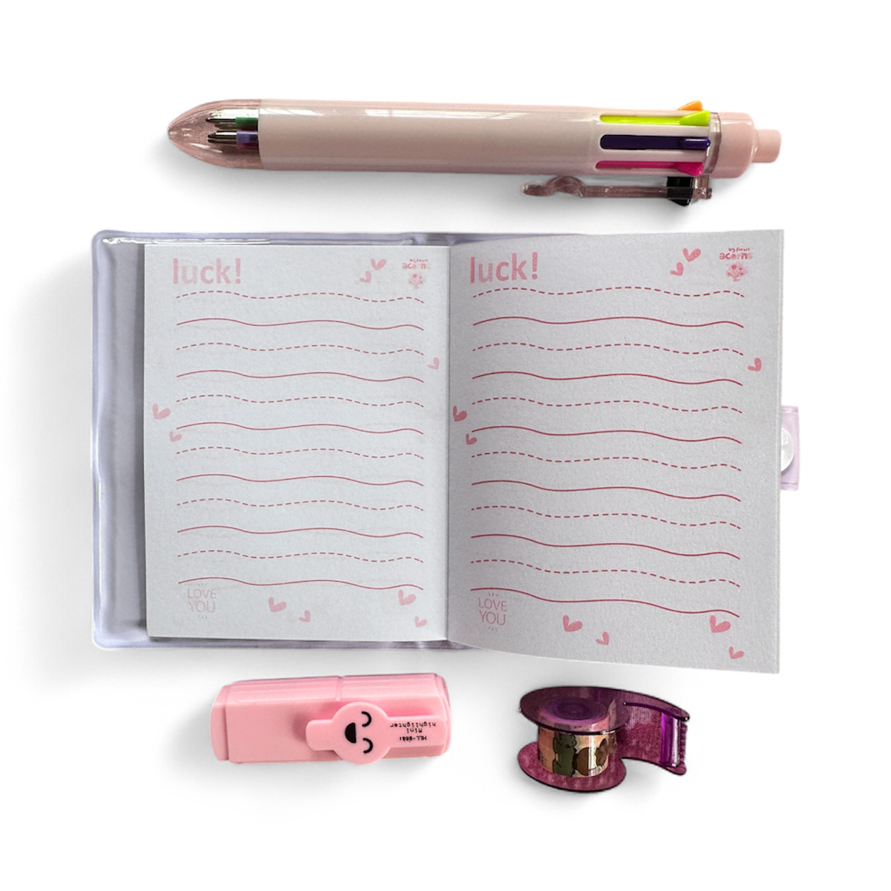 Kids 4-in-1 Mini Stationery Gift Set – Notepad, 6-Colour Pen, Sharpener & Tape | Cute Bear / Avengers Designs