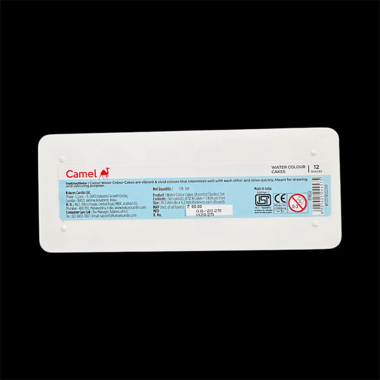 Camel Water Colour Cakes – 12 Shades | With Brush