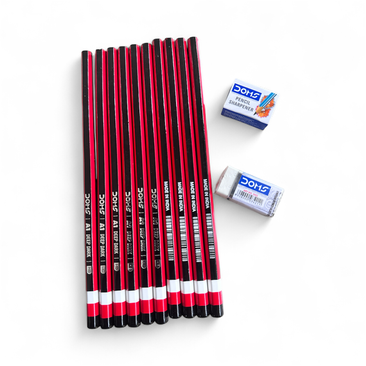 A1 HB Graphite Pencils (Pack of 10 + 1 Sharpner)