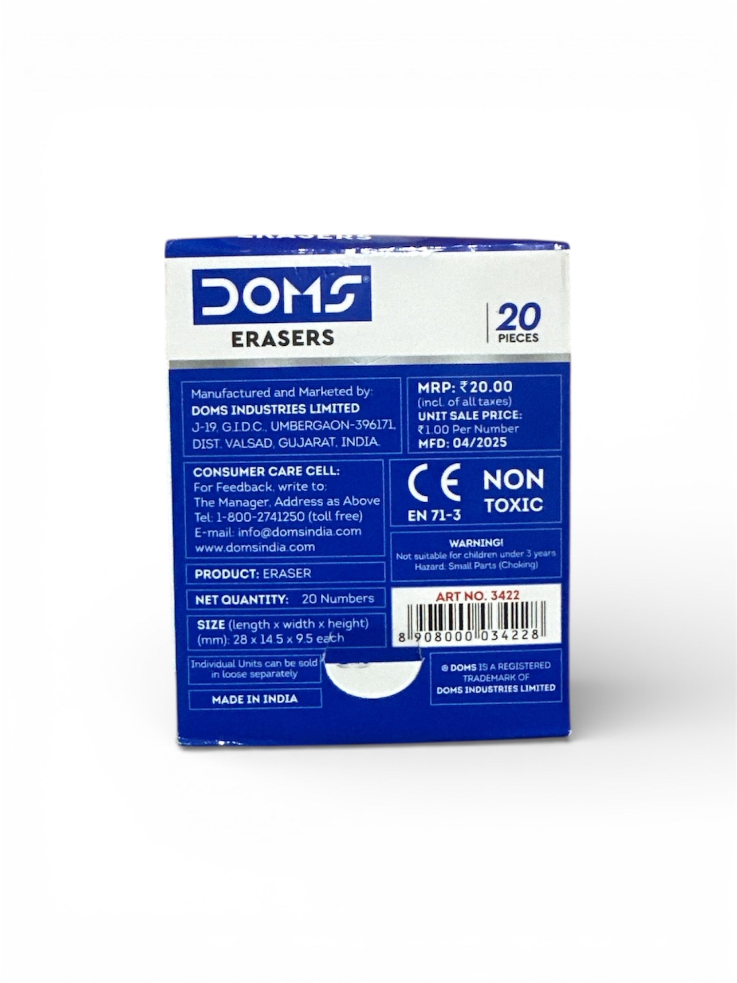Doms Eraser small size / pack of 20
