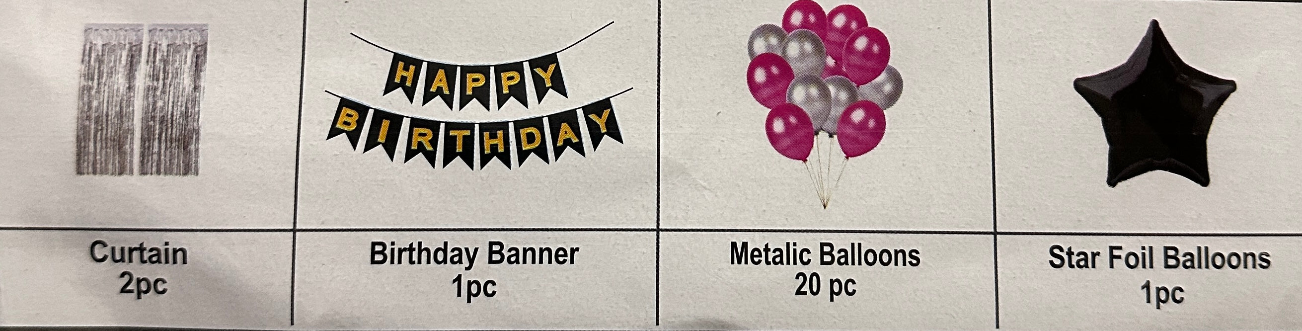 Birthday Decoration Kit – Complete Party Set with Balloons, Banner & Foil Curtain