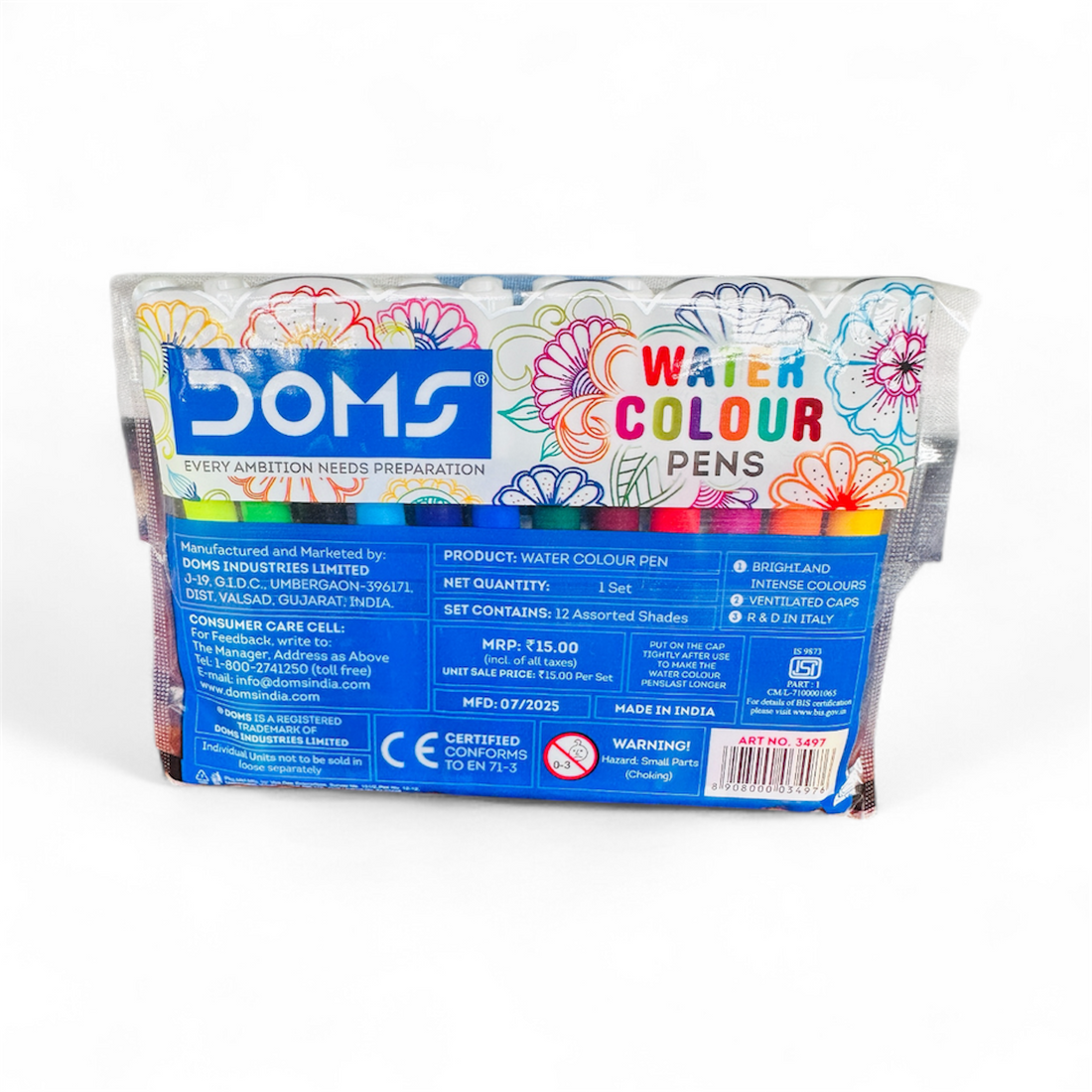 DOMS sketch |Water Colour Pens – 12 Brilliant Shades | Smooth, Washable & Bright Colors