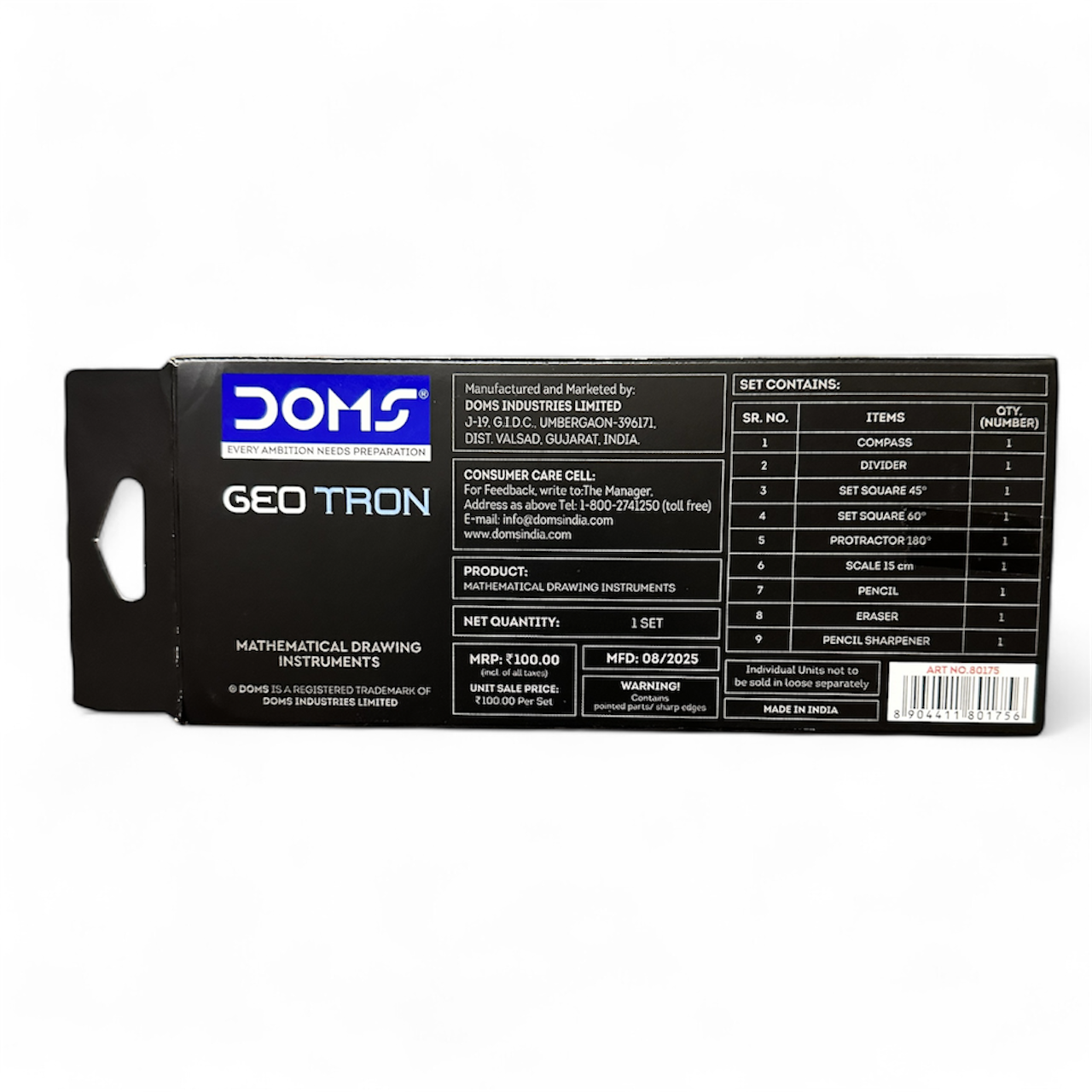 DOMS Geo Tron Mathematical Drawing Instruments Set | Complete Geometry Box for Students