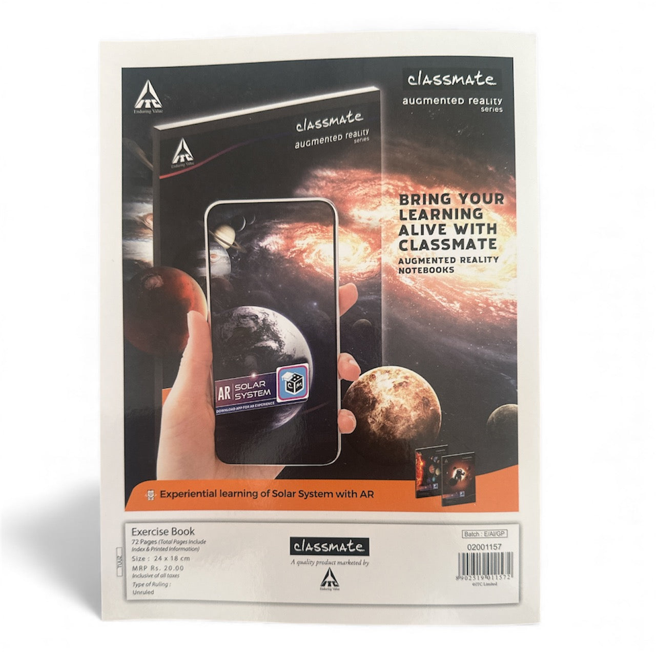 Classmate  Exercise Book – Unruled | 72 Pages | 24 × 18 cm |  college note |