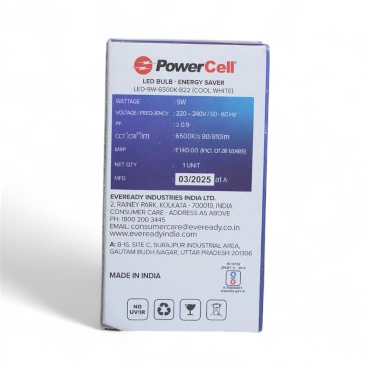 PowerCell LED Bulb – 9W, B22 | Cool Daylight (6500K)