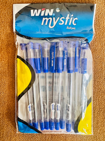 WIN Mystic Ball Pen – Pack of 10 | 0.7 mm Tip | Smooth Writing | Blue Ink