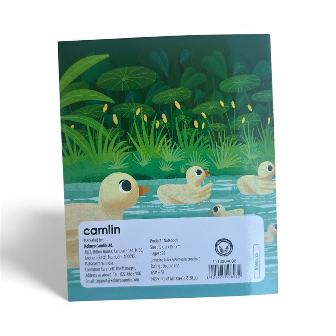 Camlin Notebook – Double Line | 92 Pages | 19 × 15.5 cm | Smooth Paper | Kids Cover Design