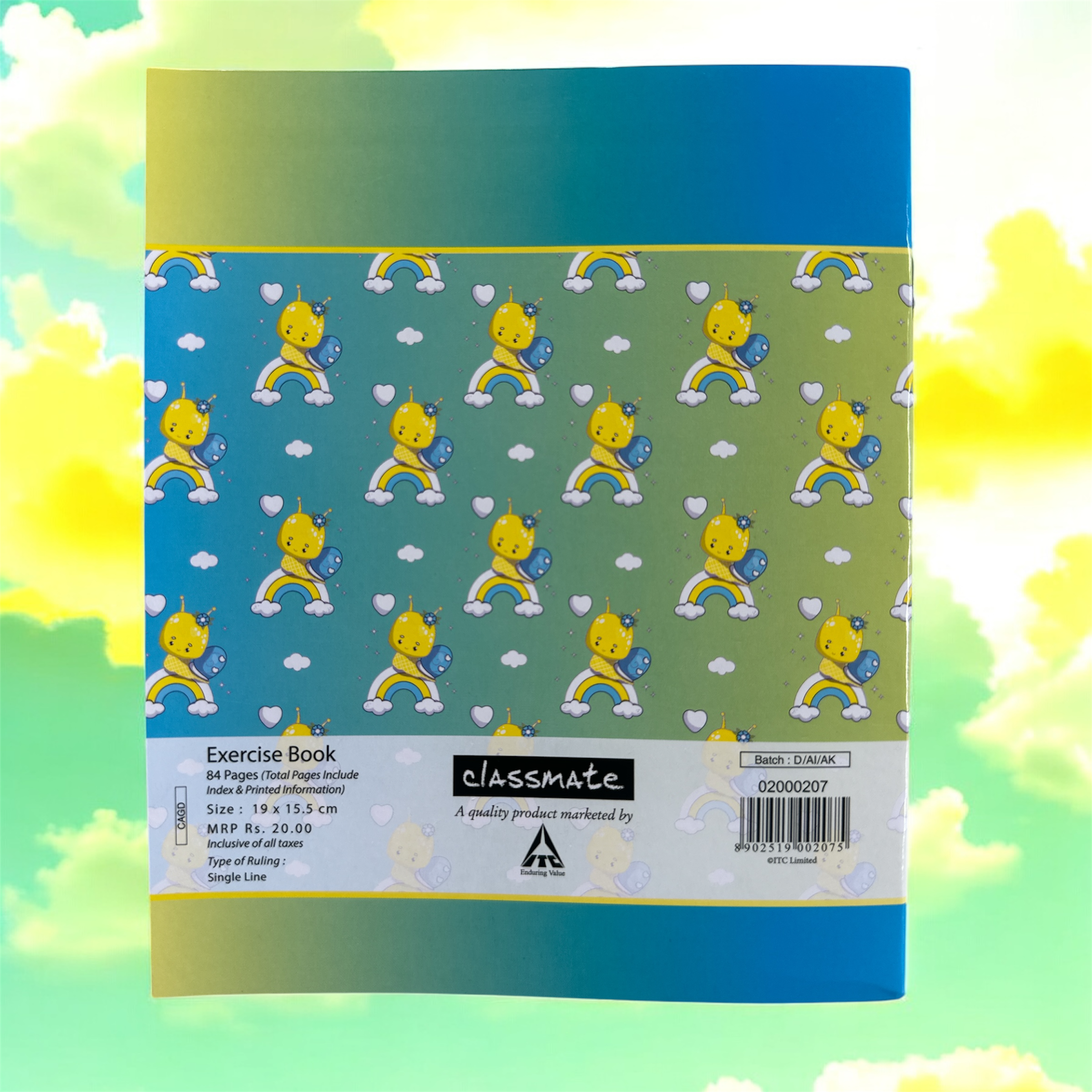 Classmate Notebook – 84 Pages, 19 × 15.5 cm | Single Line, Ruled, school note book