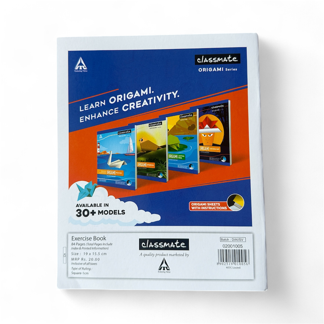 Classmate Notebook – 84 Pages, 19 × 15.5 cm | Square (1 cm) school note book