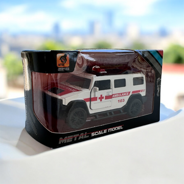 Metal Ambulance Toy Car – Pull Back Action | Scale Model