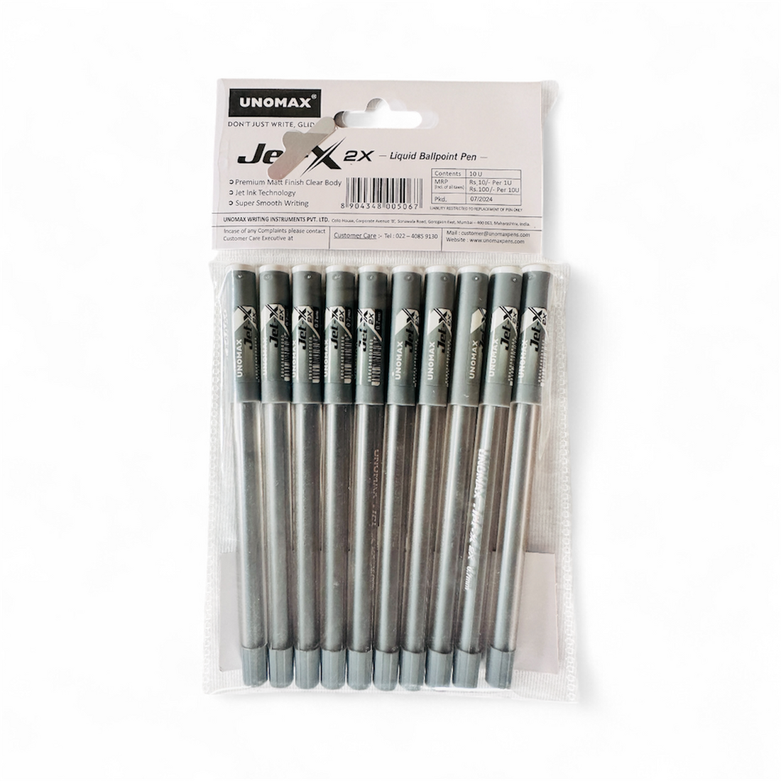 Unomax Jet-X 2X Liquid Ballpoint Pen – 0.7mm (Black Ink, Pack of 10)
