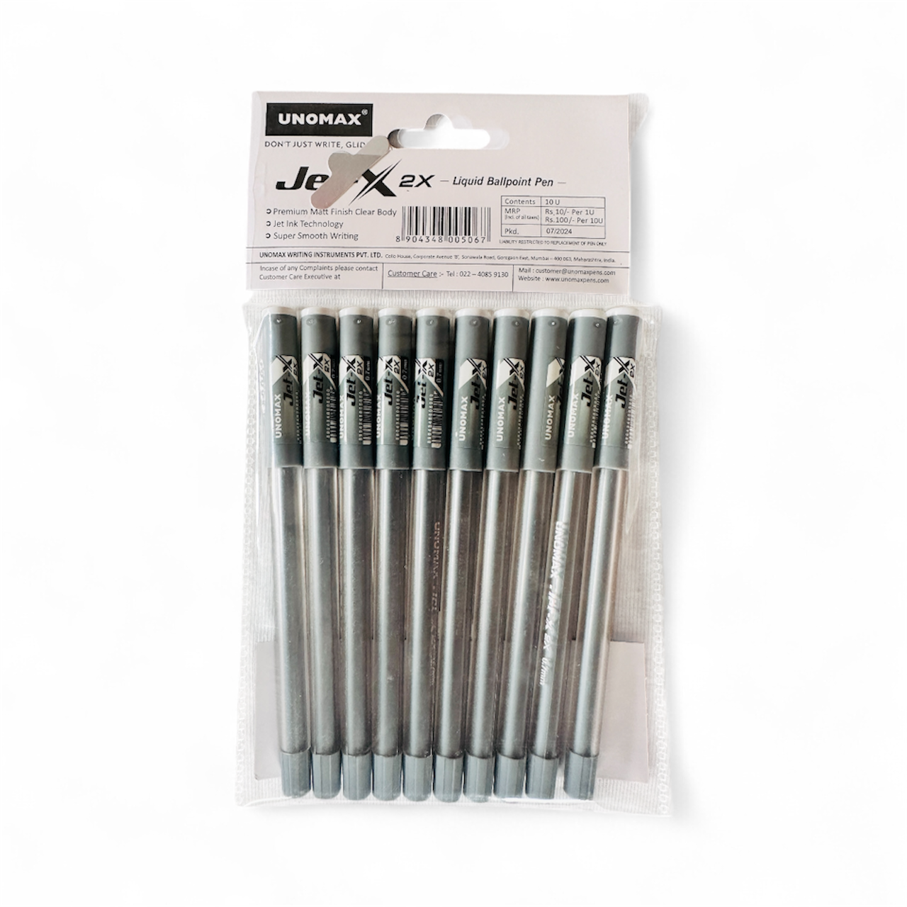 Unomax Jet-X 2X Liquid Ballpoint Pen – 0.7mm (Black Ink, Pack of 10)