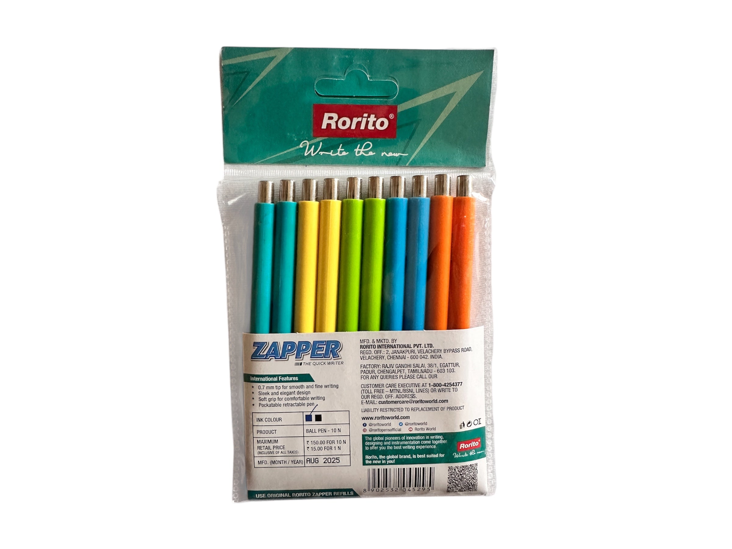 Zapper pen, blue ink, Pack of 10 | Rorito | 0.7 mm Tip |Premium Writing Assured|