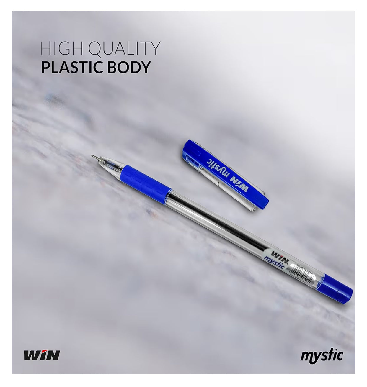 WIN Mystic Ball Pen – Pack of 10 | 0.7 mm Tip | Smooth Writing | Blue Ink
