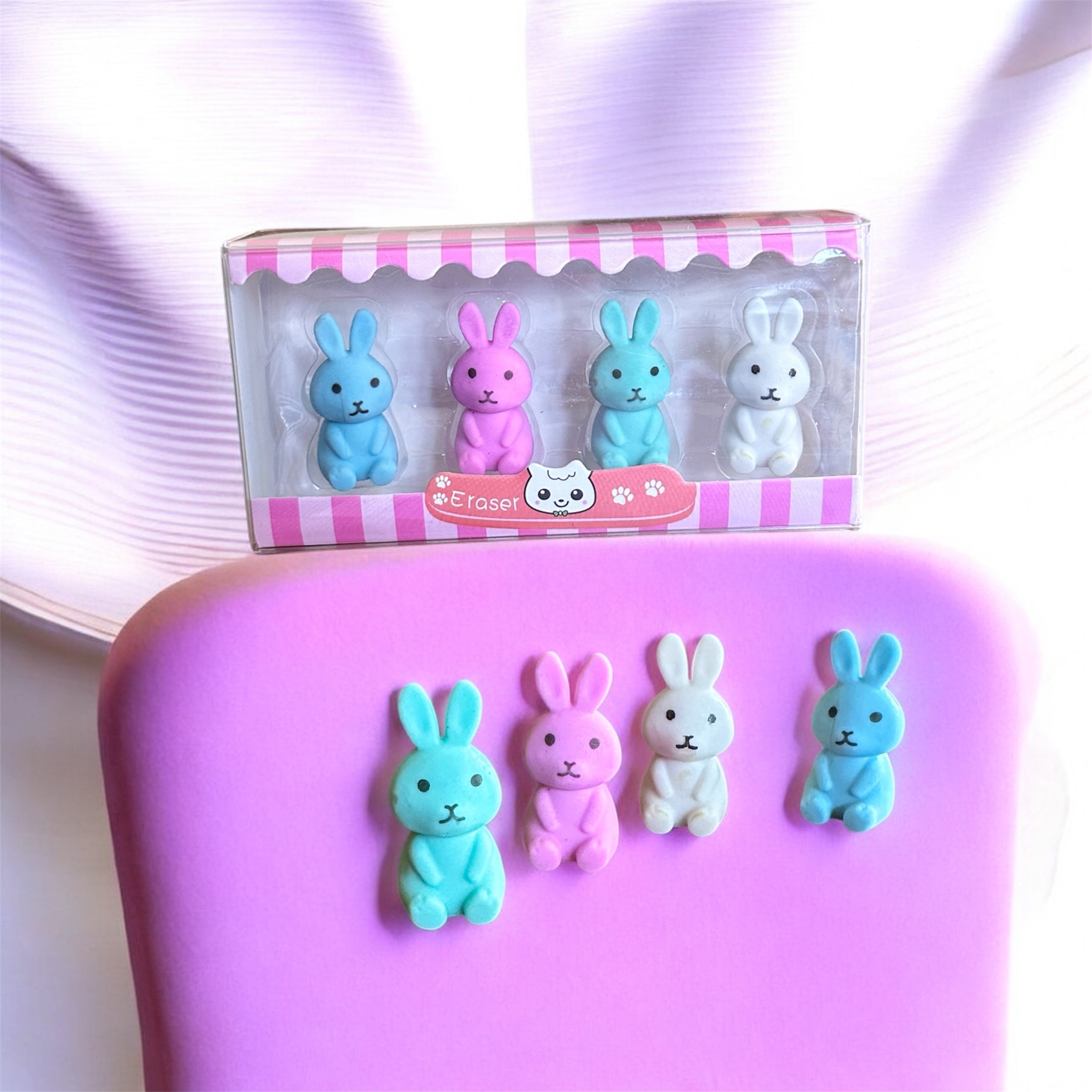 Rabbit erasers | The cutest companions for your pencil case. Set of 4