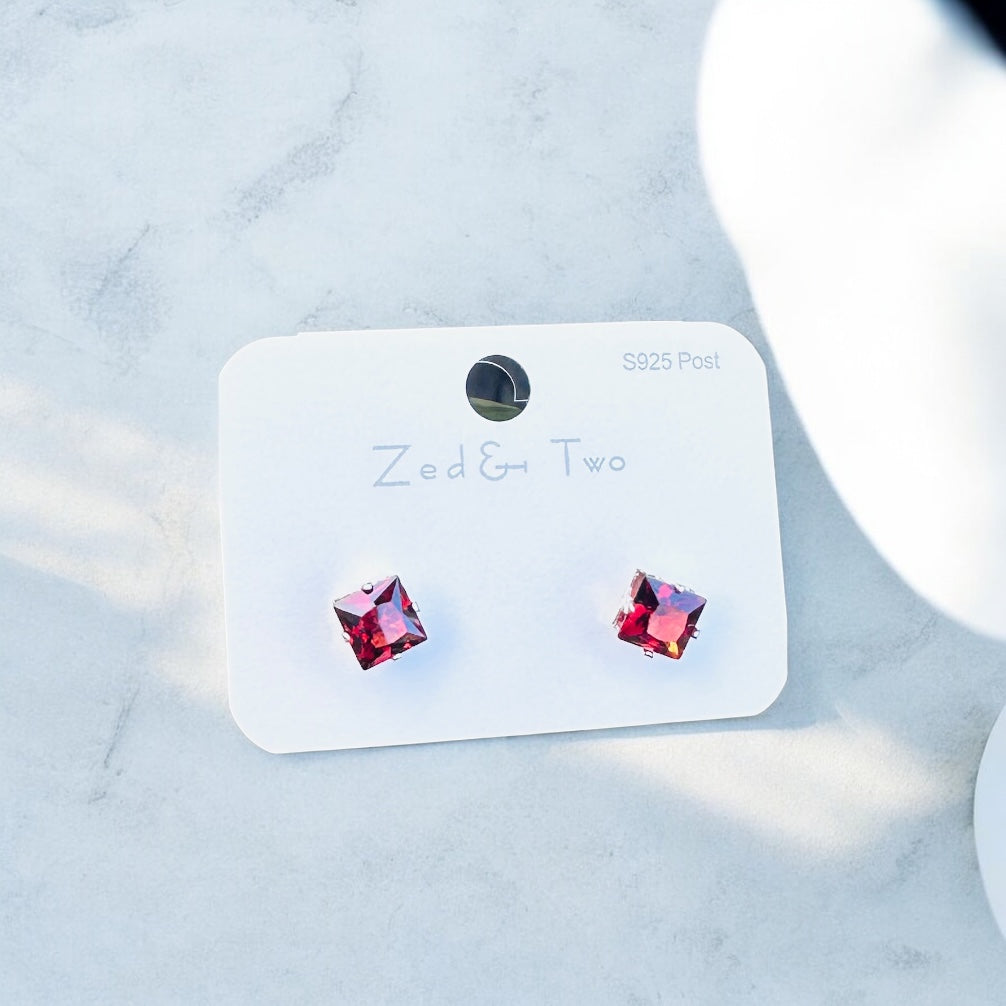 Square Crystal Stud Earrings