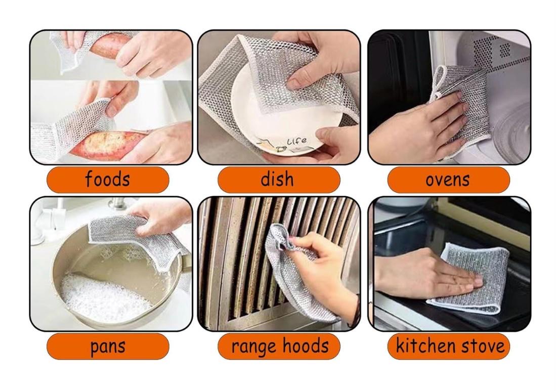 Silver Multipurpose Kitchen Scrub Cloth – Heavy-Duty Cleaning Pad