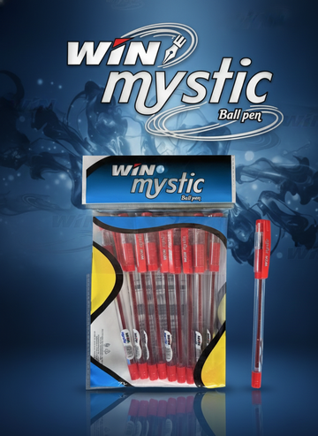 WIN Mystic Ball Pen – Red Ink | Pack of 10 |