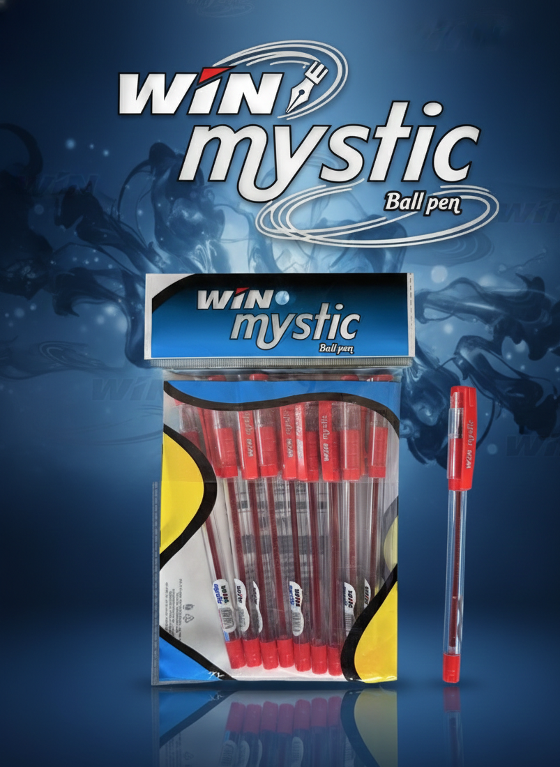 WIN Mystic Ball Pen – Red Ink | Pack of 10 |