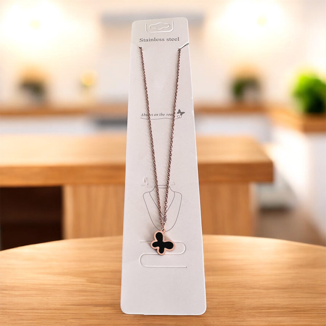 The Onyx Butterfly Necklace - Stainless Steel Jewelry for Women & Girls