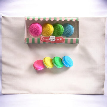 Macaron erasers |Sweet mistakes, colorful wipes! Set of 4