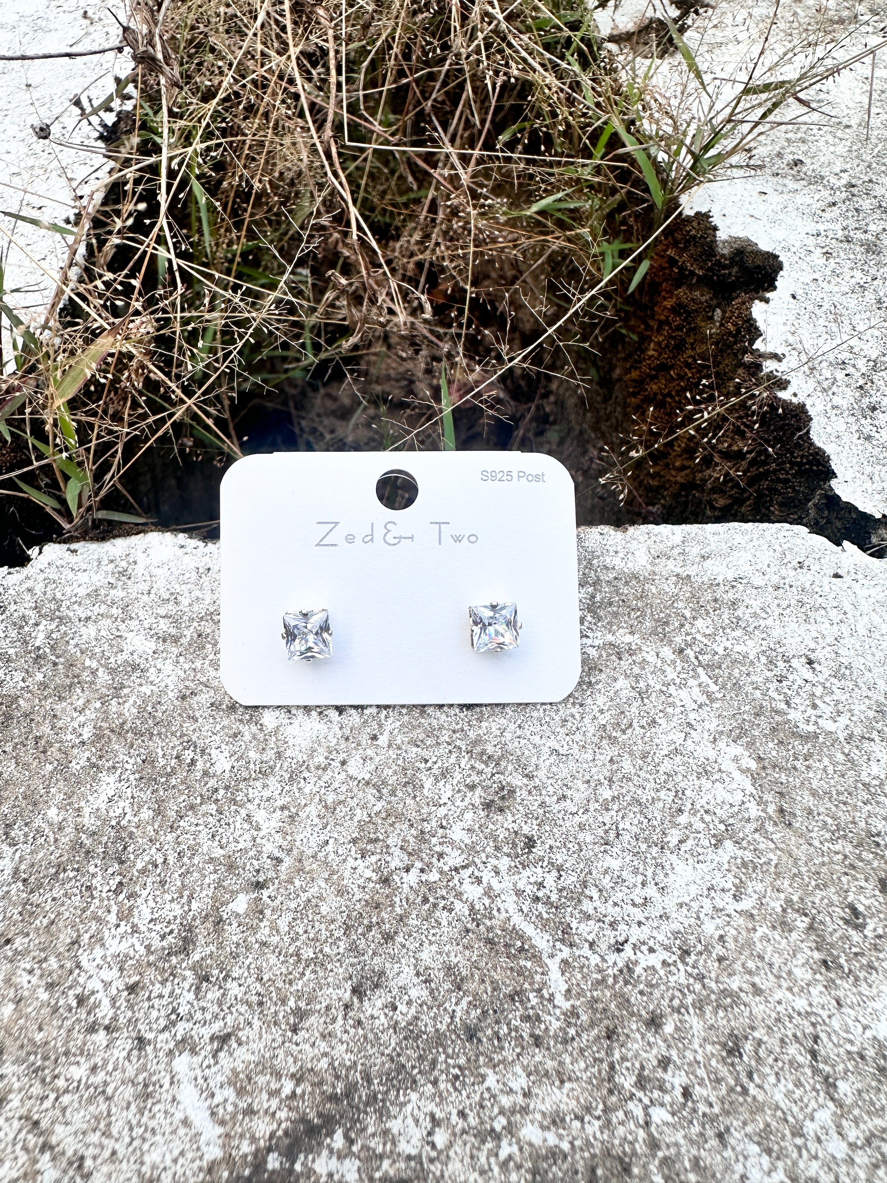 Square Crystal Stud Earrings