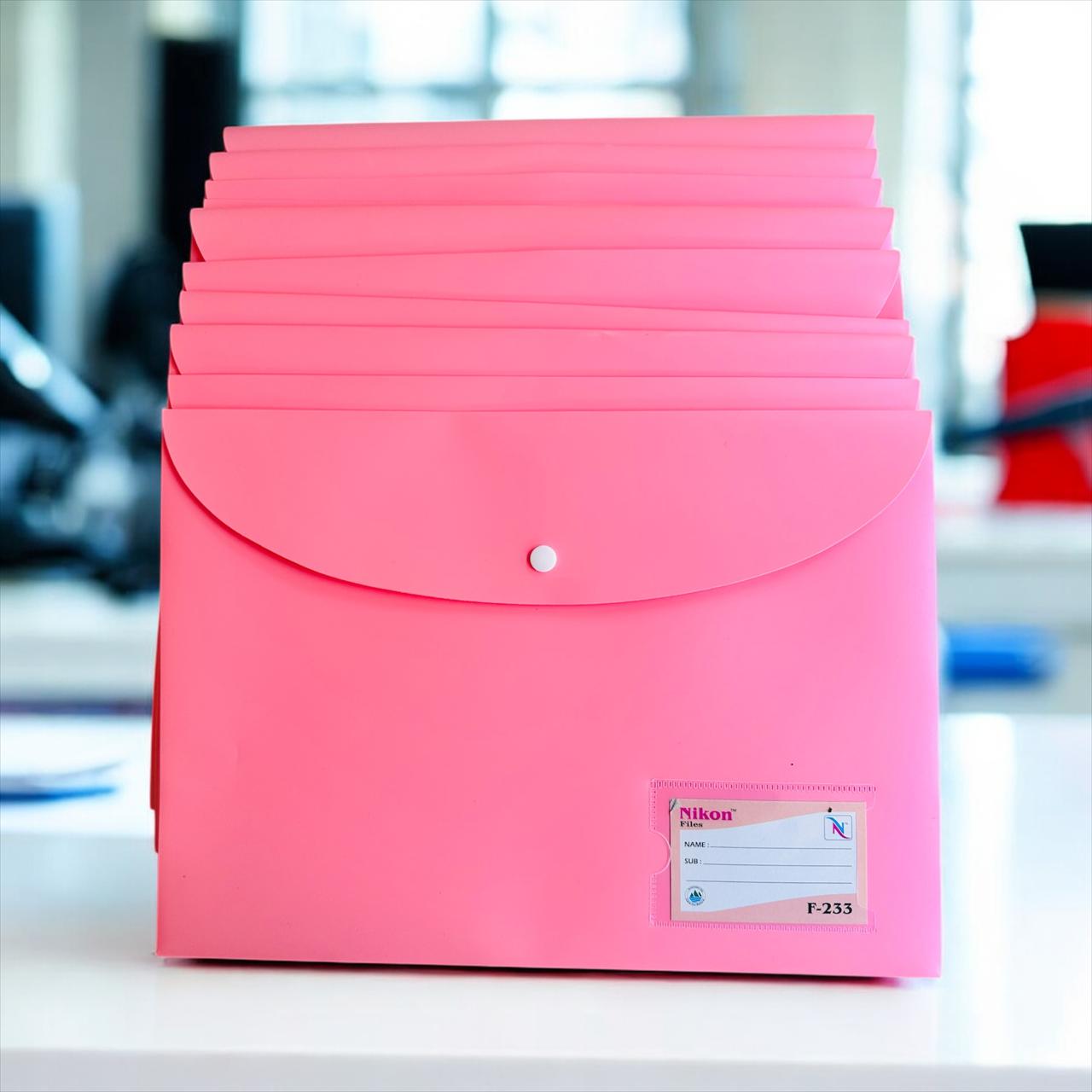Button Closure Document File – F-233 (Pink)