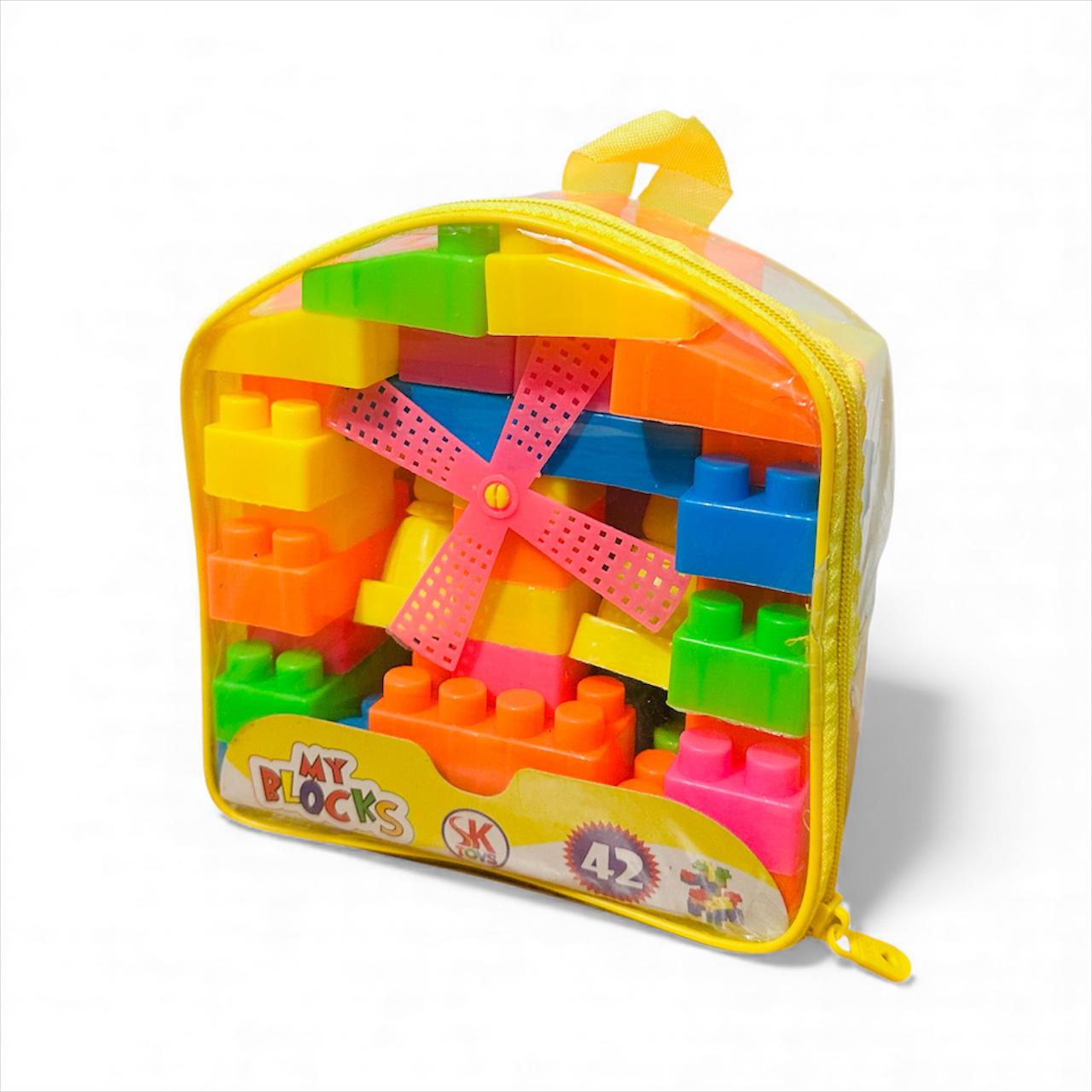 Building Blocks – 42-Piece Building Block Set (With Carry Bag & Windmill Part)