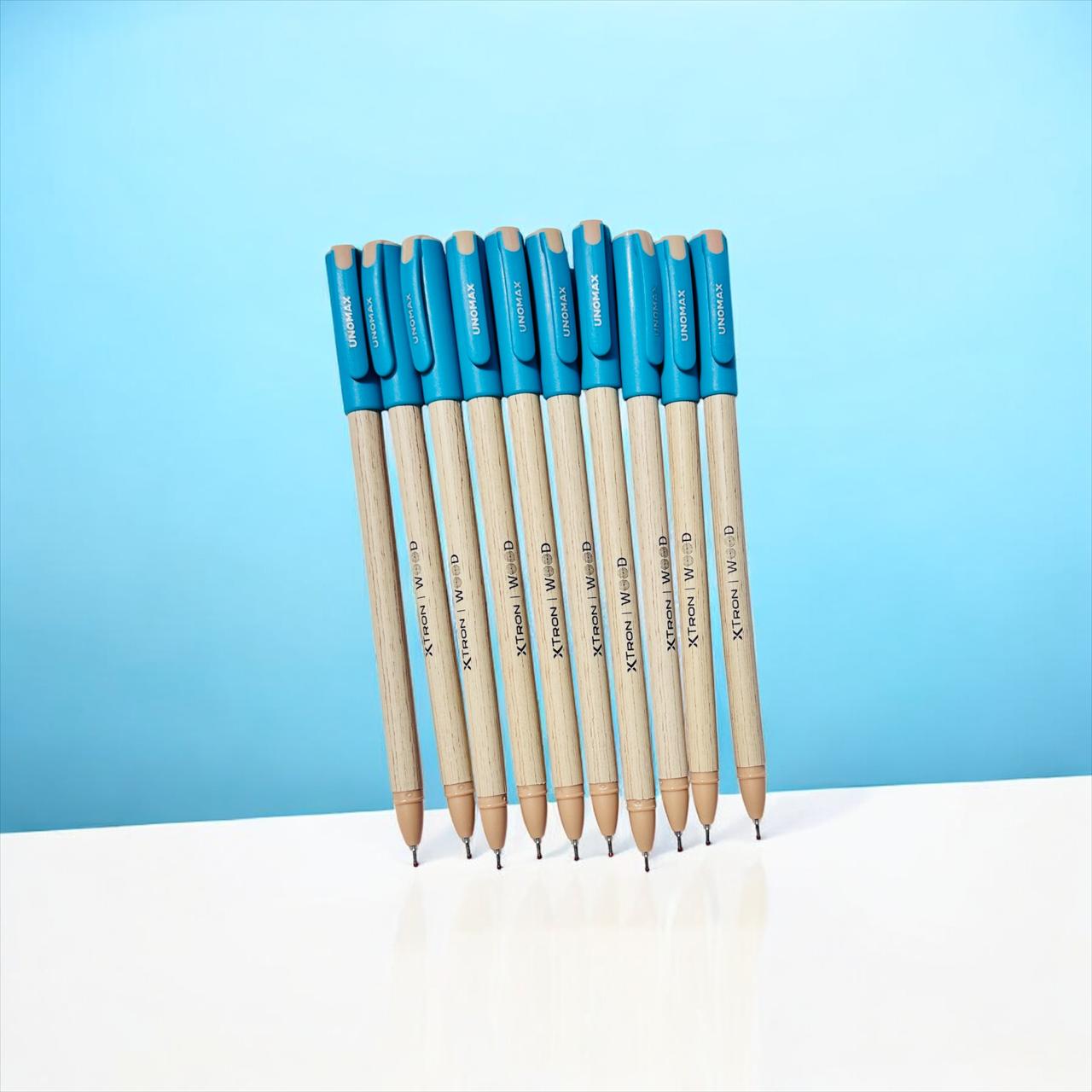 Xtron Wood Liquid Ballpoint Pen (Blue, Pack of 10)