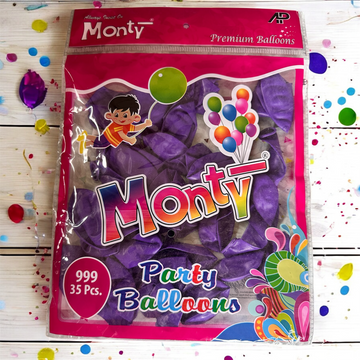 Monty Premium Party Balloons – Pack of 35 Vibrant Latex Balloons