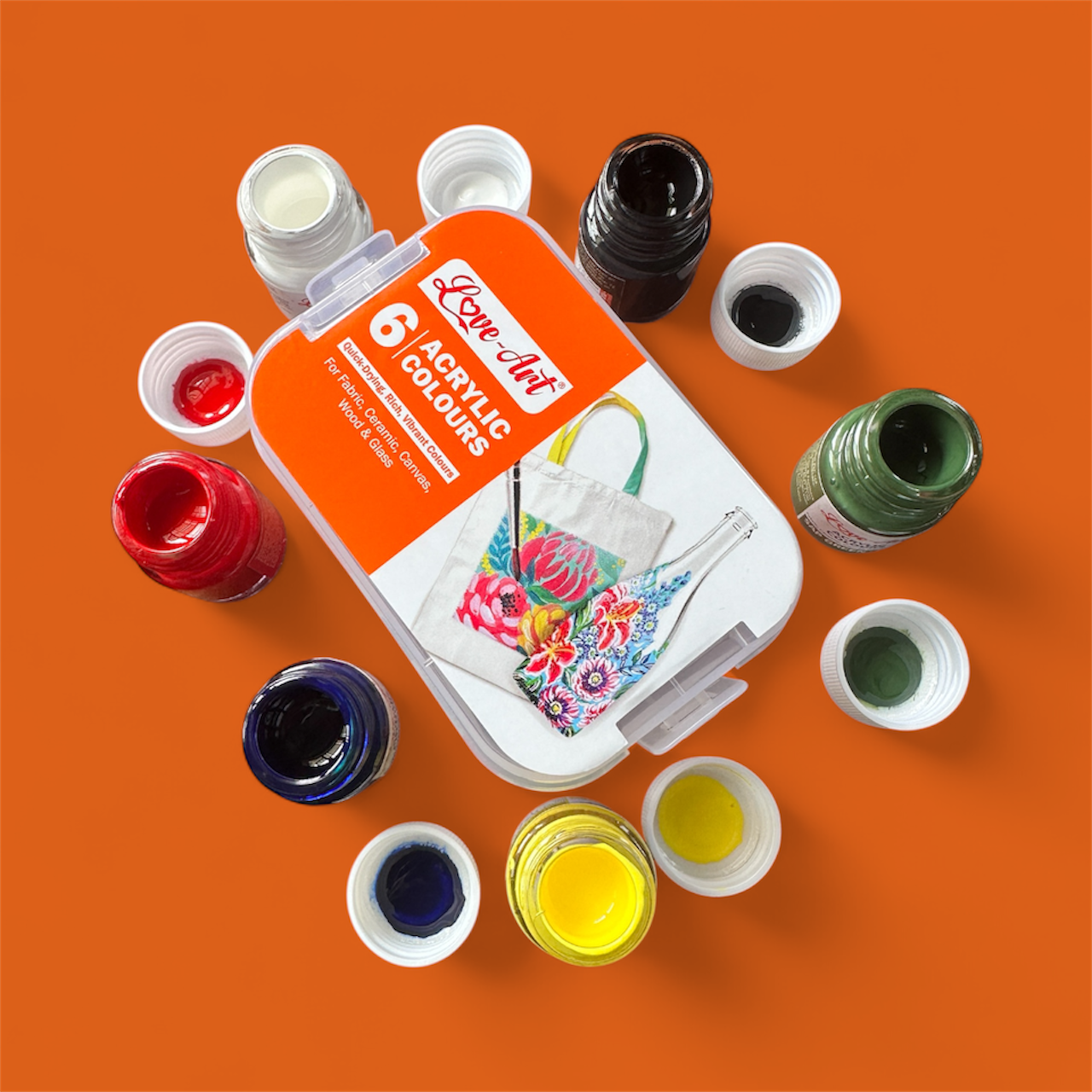 Love-Art Acrylic Colours – Set of 6 × 10 ml | Vibrant Multi-Surface Paints for Art & Craft